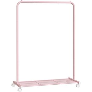 Signature Home Rozy Kledingrek op wielen - Opbergrek - rollende Kapstok - Schoenenrek - kledingstang kapstok kan tot 40 kg -belast worden - pastel roze