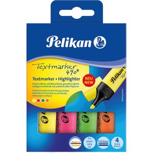 Pelikan Textmarker 490 markeerstift 4 stuk(s) Groen, Oranje, Roze, Geel