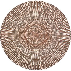 4x Ronde placemats koper geponste gaatjes 41 cm - Tafeldecoratie - Borden onderleggers van kunststof