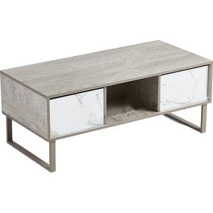 Niceey Salontafel met Lade - Koffietafel - Bijzettafel - Sidetable - Opbergruimte - Hout - 104 x 49.5 x 39.5 cm - Marmerlook