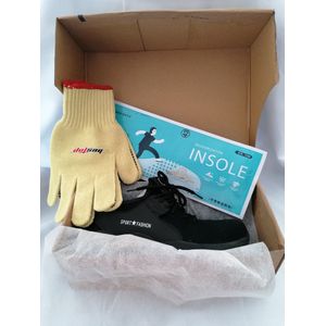 MOHE Safety Sneakers -Kit 3-1 - Veiligheidsschoen - Stalen neus – Licht gewicht - Spijker bestendig - Anti-slip-snijhandschoen – Geurzool - Zwart/Rood – maat 40