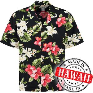 Hawaii Blouse - Shirt - Hemd - 100% Katoen - Overhemd Heren Korte Mouw - Made in Hawaii ""Tropische Bloemen"" Maat XXL