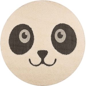 Kinderkamer vloerkleed Panda Pete - crème/zwart 120 cm rond