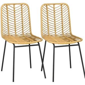 Eetkamerstoelen set van 2 - Stoelen - Natural/zwart - 44 cm x 58 cm x 85 cm