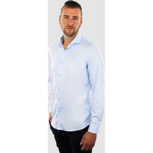Vercate - Strijkvrij Overhemd - Lichtblauw - Blauw - Slim Fit - Twill Geweven Katoen - Lange Mouw - Heren - Maat 44/XL