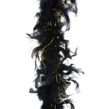 Boa kerstslinger veren - zwart met goud - 200 cm - kerstversiering