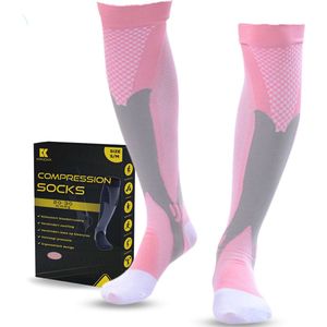 Kangka Compressiekousen 20-30 mmHg - Compressie sokken Maat L/XL (39-42) - Roze
