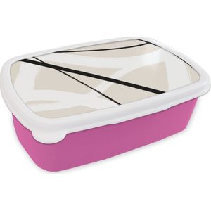 Broodtrommel Roze - Lunchbox Lijn - Abstract - Minimalisme - Pastel - Brooddoos 18x12x6 cm - Brood lunch box - Broodtrommels voor kinderen en volwassenen