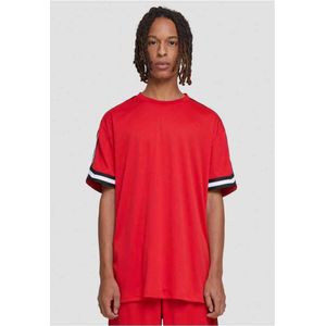 Urban Classics - Oversized Stripes Mesh Heren T-shirt - XL - Rood