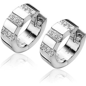 Mart Visser by ZINZI zilveren oorringen met luxe scharniersluiting glad 18 x 6mm witte zirconia's MVO20