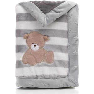 babydeken, dubbellaags flanel, zachte en warme winterdeken, met strepen, pluche deken voor kleine kinderen, comfortabele kinderwagendeken