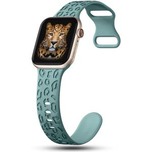 YONO Leopard Bandje geschikt voor Apple Watch - 45/44/42 mm - Siliconen Armband - Leisteen