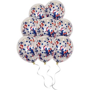 LUQ - Luxe Nederlandse Confetti Helium Ballonnen - 25 stuks - Verjaardag Versiering - Rood Wit Blauw Oranje - Koningsdag