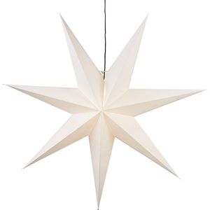 Star Trading Kerstster Frozen byStar Trading, 3D papieren ster Kerstmis in wit, decoratieve ster om op te hangen met kabel, E14 fitting, Ø: 100 cm