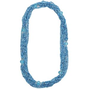 Behave – Zomerse damesketting – Aqua blauwe glaskralen – 120 cm lang
