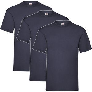 3 Pack Navy Shirts Fruit of the Loom Ronde Hals Maat XXXL (3XL) Valueweight