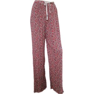 Dames - Zomerbroek - Broek - Yoga Broek - Strand broek - Dames - Wide Leg - Plissé - Comfort - Elastische Band - Kleur Oranje/Blauw/Wijnrood Met Bloemenprint - Maat 44 t/m 56.