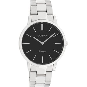 OOZOO Timepieces - Zilverkleurige horloge met zilverkleurige roestvrijstalen armband - C20031