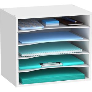 Multifunctionele papierorganizer - hout - ruimtebesparend - 3 of 5 vakken