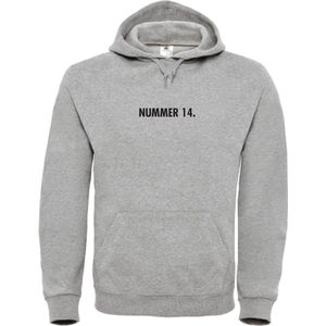 Hoodie Grijs L - nummer 14 - zwart - soBAD. - hoodie unisex - hoodie man - hoodie vrouw - kleding - voetbalheld - legende - voetbal