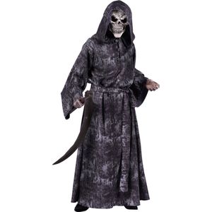 Heren Cape De Dood - Zwart/Grijs - Halloween Cape - Grim Reaper - Maat S/M