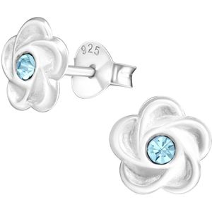 Amanto Kids Oorbellen Freya Aqua - 925 Zilver E-Coating - Bloem - ∅7mm