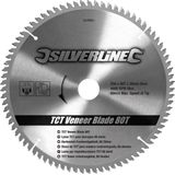 Silverline TCT fineer cirkelzaagblad, 80 tanden 250 x 30 - 25, 20 en 16 mm ringen