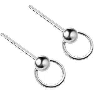 Gading® dames zilver oorknoppen met ringetje  - 6mm - 925 zilveren
