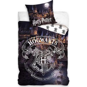 Harry Potter Hogwarts By Night Dekbedovertrek - Eenpersoons - 140x200 cm - Multi