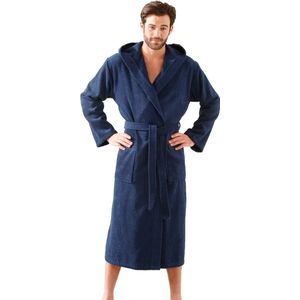 Morgenstern - Badjas Heren - Capuchon - 100 % Badstof Katoen - Blauw - XXL