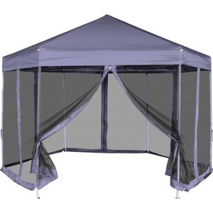 VidaXL Partytent Zeshoekig 3,6x3,1 m Met Zijwanden - Donkerblauw