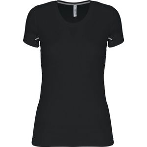SportT-shirt Dames S Proact Ronde hals Korte mouw Black / Silver 100% Polyester