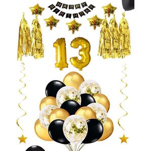 13 jaar verjaardag feest pakket Versiering Ballonnen voor feest 13 jaar. Ballonnen slingers sterren opblaasbaar cijfer 13
