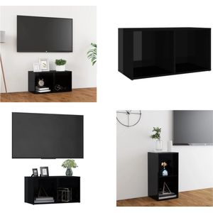 vidaXL Tv-meubel 72x35x36-5 cm spaanplaat hoogglans zwart - Tv-kast - Tv-kasten - Tv-standaard - Tv-standaarden
