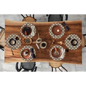 Ronde placemats - Onderlegger - Placemats rond - Patroon - Cirkel - Retro - 6 stuks