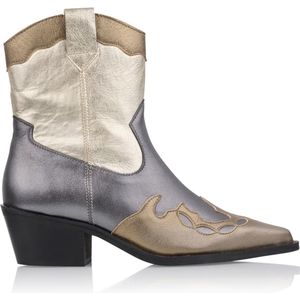 DWRS Metallic Westernboots enkellaars smoke antraciet - Maat 40