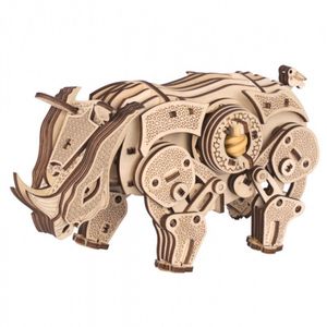 Bouwpakket Neushoorn van hout- Mechanisch