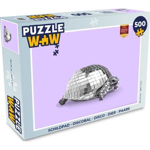 Puzzel Schildpad - Discobal - Disco - Dier - Paars - Legpuzzel - Puzzel 500 stukjes
