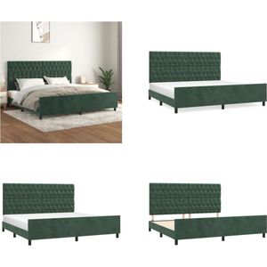 vidaXL Bedframe met hoofdeinde fluweel donkergroen 200x200 cm - Bedframe Met Hoofdeinde - Bedframes Met Hoofdeindes - Bed - Slaapmeubel