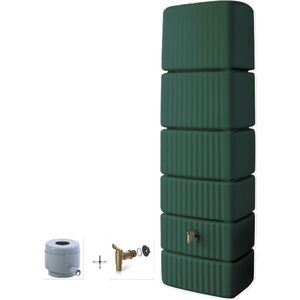 Graf regenton Slim 300 L groen - met kraantje-met vulautomaat ronde regenpijp