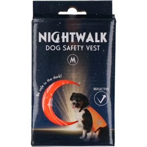 Nightwalk Safety Vest - Veiligheidsvest hond - Hondenvest - Reflecterend veiligheidshesje - Ruglengte 35 cm - Maat M - Oranje