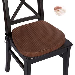 Zitkussen van traagschuim, 43 x 40 cm, antislip, comfortabel zitkussen met bandjes en afneembare kussensloop, zelfkoelende 3D-viscose-vezel, U-vormig stoelkussen voor de meeste stoelen, bruin