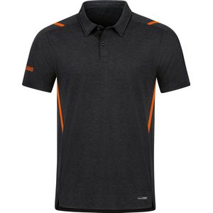 JAKO Polo Challenge Zwart Gemêleerd-Fluo Oranje Maat XL