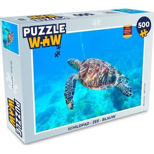 Puzzel Schildpad - Zee - Blauw - Legpuzzel - Puzzel 500 stukjes