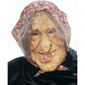 Halloween - Latex masker oude vrouw verkleed accessoire - Heksen masker - Griezelmasker