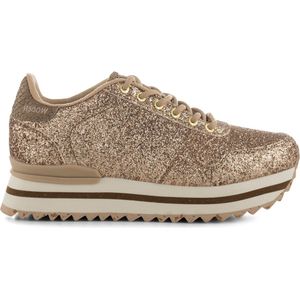 Woden - Dames schoenen - Ydun Glitter Plateau - Beige - maat 37