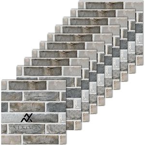 Nevolis 10-pack 3D Self-Adhesive Wallpaper - PVC Wall Panels 30 x 30 cm - Living Room Wall Cladding Blue Brick .