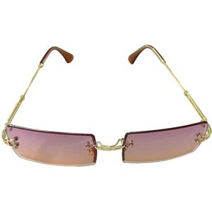 ASTRADAVI Zonnebril - Unisex Sunglasses UV400 - Gouden Metalen frame - Randloos Lenzen - Paars Oranje