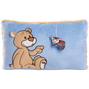 Kussen Beertje Mielo - knuffelkussen - geschikt voor kinderen en volwassenen - 1 stuk - beige - pluche - 43 x 25 cm