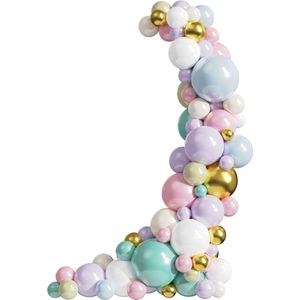 Luna Balunas Pastel Regenboog Gekleurde Ballonnen Ballonnenboog Huwelijk 1 jaar Babyshower versiering | lentefeest - Roze Geel Goud Blauw Communie